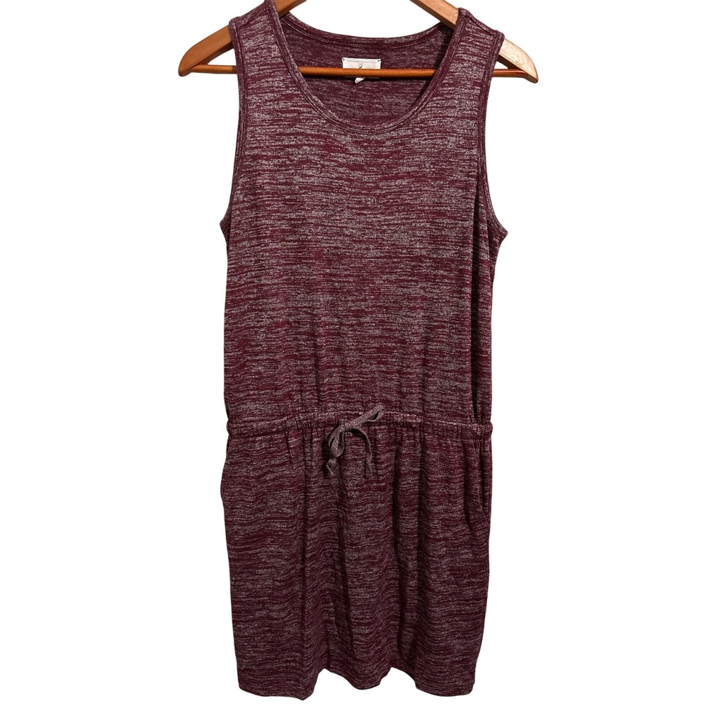 Lou & Grey Sleeveless‎ Dress Drawstring Waist Heathered Maroon Women's Size Med